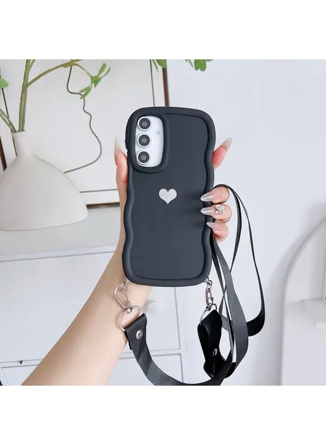 Purple Heart Macaron Candy Phone Case With Strap For Samsung Galaxy A15 5G - Image 4